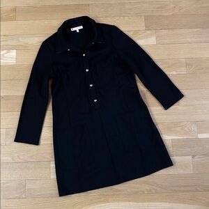 Jude Connally Made in USA Classic Shirt Dress Snap Button Down Large Black